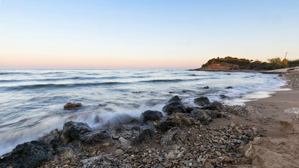 Fototapeta na wymiar Sunrise at Chalikounas beach, Corfu island, Greece