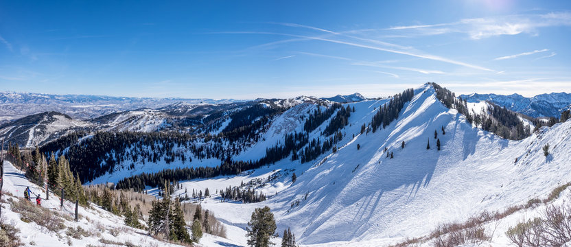 Skiing on a mountain - vista point - panorama - back country - no boundaries
