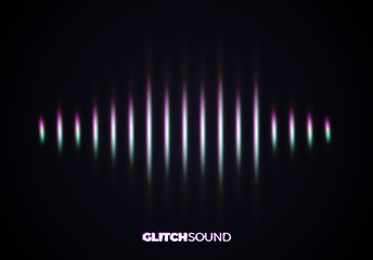 Audio or sound wave with music volume peaks and color glitch effect