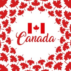 happy canada day card spiral of leave maples flag vector illustration