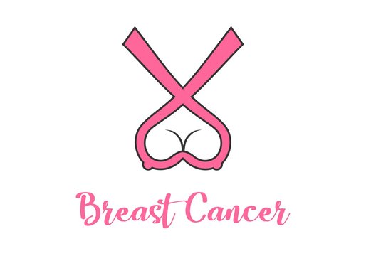 October breast cancer emblem sign for awareness month with pink ribbon symbol