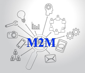 M2M Machine Connectivity And Cooperation 2d Illustration