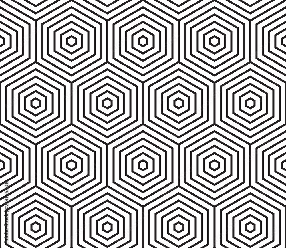 Poster Abstract geometric pattern vector background of seamless hexagon mosaic grid lines with honeycomb pattern