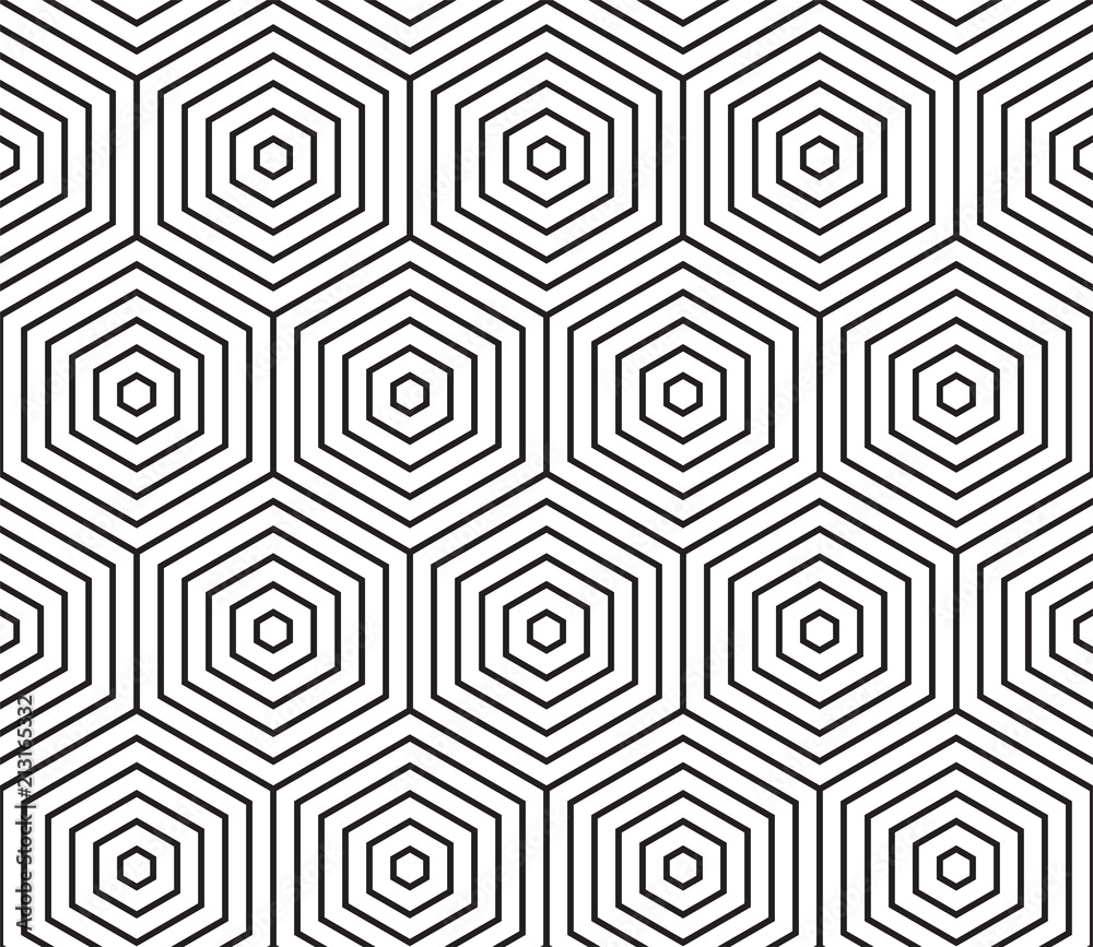 Poster Abstract geometric pattern vector background of seamless hexagon mosaic grid of honeycomb wireframe pattern