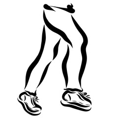 Legs of a running child painted in black smooth lines