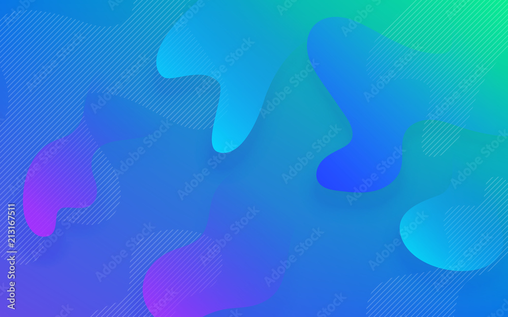 Aufkleber Abstract color pattern of neon blue and pink liquid gradient background with modern geometric fluid shapes in dynamic motion