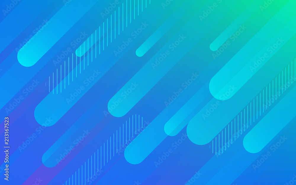 Aufkleber Abstract color pattern of neon blue liquid gradient lines background with modern geometric fluid shapes in dynamic motion