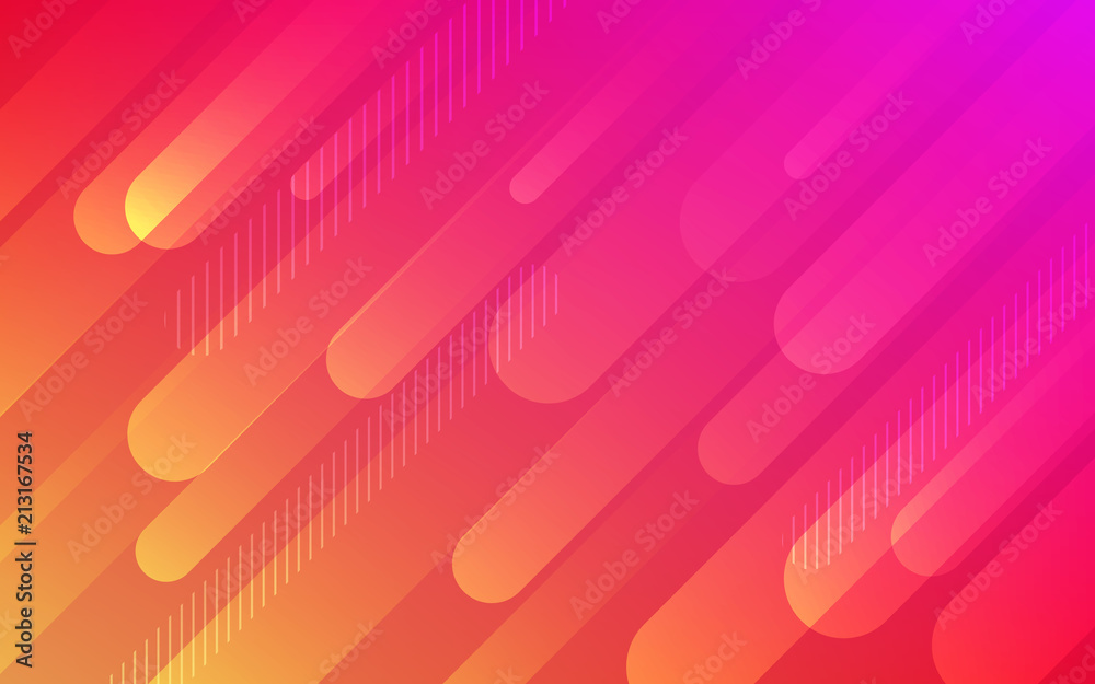 Aufkleber Abstract color pattern of neon red orange liquid gradient lines background with modern geometric fluid shapes in dynamic motion