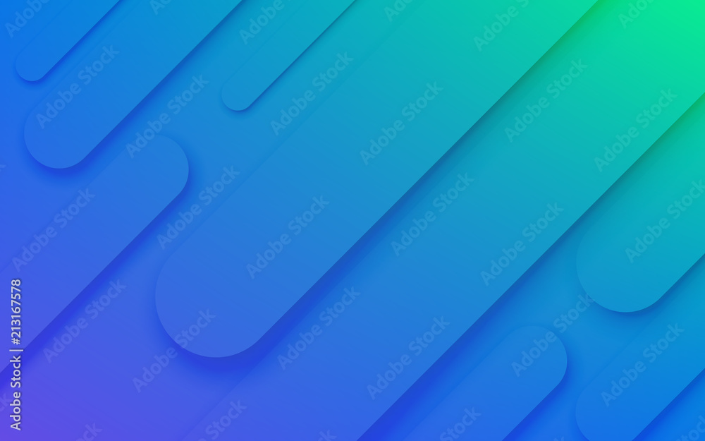Poster Abstract color pattern of neon blue liquid gradient lines background with modern geometric fluid shapes in dynamic motion