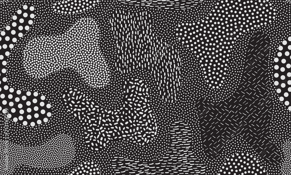 Wall mural abstract dotted and line pattern on vector modern trendy background with seamless pointillism art st