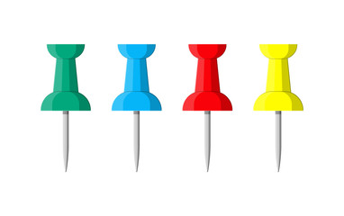 Set of color push pins. Plastic pushpin.
