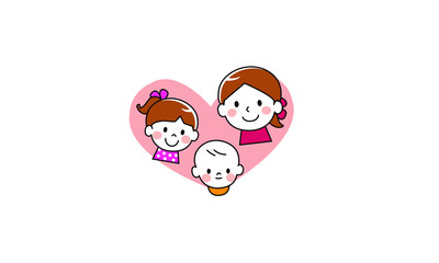 Mother and child smile heart