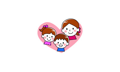 Mother and child smile heart
