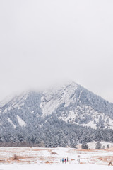 Fog over the Flatirons during winter