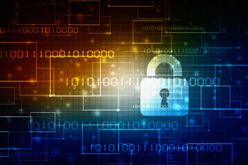 Fototapeta premium 2d illustration Safety concept: Closed Padlock on digital background 