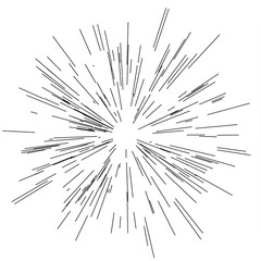 Obraz premium Speed lines. Radiating from the center of thin beams, lines. Vector illustration. Icon black on white. 