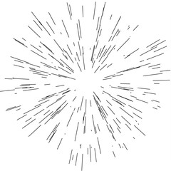 Speed lines. Radiating from the center of thin beams, lines. Vector illustration. Icon black on white. 