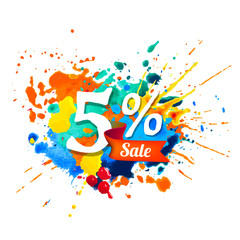 5 percents sale. Splash paint
