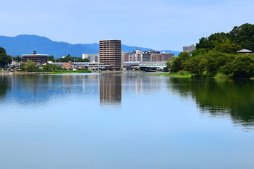 Fototapeta na wymiar 瀬田川の風景、滋賀県、日本