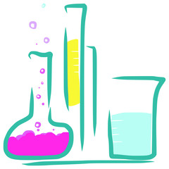 Vector glass tubes with colored liquids