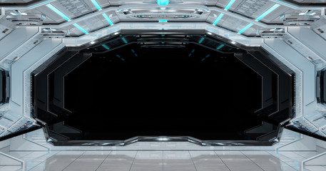 Fototapeta premium White clean spaceship interior background 3D rendering
