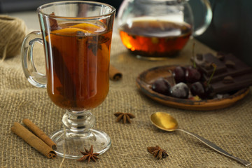 hot tea with lemon cinnamon and anise