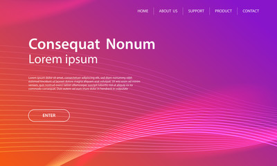 Website template design and landing page line dynamic shapes background. Vector illustration for apps development, mobile, ui template.