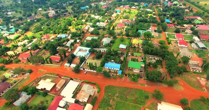 Aerial clip of Morogoro Town and the countryside.