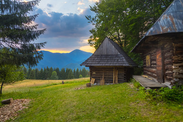 ancient wooden house in Podsip, Slovakia