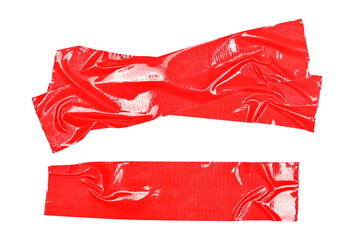 Red adhesive, duct repair tape isolated on white background