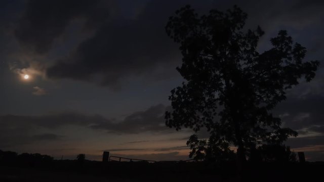Part 2/2. A crescent moon time lapse. Amazing rolling clouds and beautiful moonlight.
