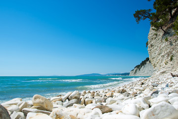 white stones on the sea coast