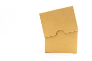 Brown paper box with lid isolated