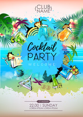 Summer Cocktail party poster design. Cocktail menu