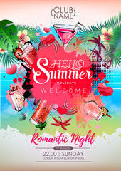 Summer Cocktail party poster design. Cocktail menu