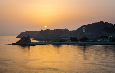 Sunrise in Muscat view from a Ship