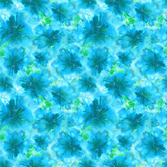 Floral Watercolor Pattern. Summer Vintage Flower Print. Modern Dress Design. Bud Repeating Wallpaper Design. Meadow Flowers Illustration. Spring Illustration for Textile. Exotic Flower. Hibiscus.