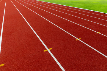 Red treadmill at the stadium