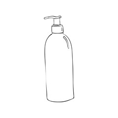 soap bottle with dispenser icon. Trendy cartoon style. Hygiene and health care vector illustration. beauty object balm outline