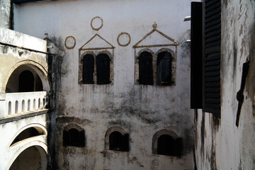 Aerial Interior view to Elmina castle and fortress, Ghana