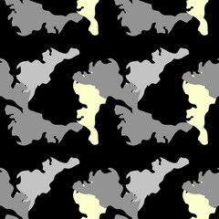 Military camouflage seamless pattern in black, yellow and gray colors