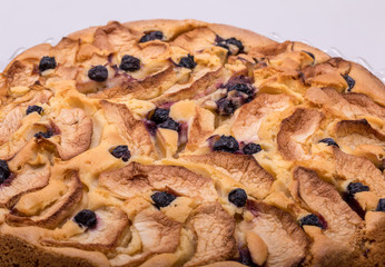 Freshly baked sweet cake with fruit