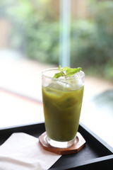 Iced Japanese green tea drink