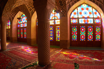 Fototapeta na wymiar SHiraz, Iran Interior of Nasr al Mulk mosque 2018 May 8