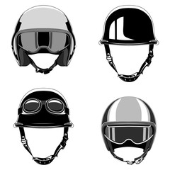 Set of vector images of motorcycle helmets