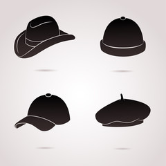 Hats collection. Vector icon set.