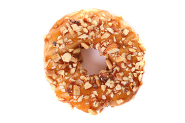 Donut with nut isolated on white background