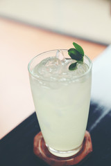 Japanese lemonade on wood background