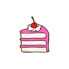 doodle cherry cake vector illustration