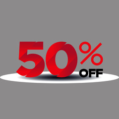 50% off. Sale and discount price sign or icon. Sales design template. Shopping and low price symbol.